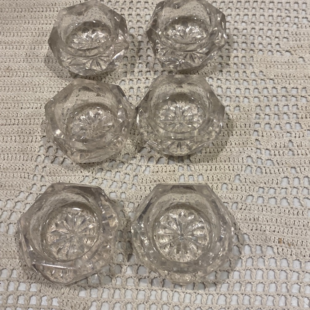 Antique Glass Salt Cellers Set of 6.